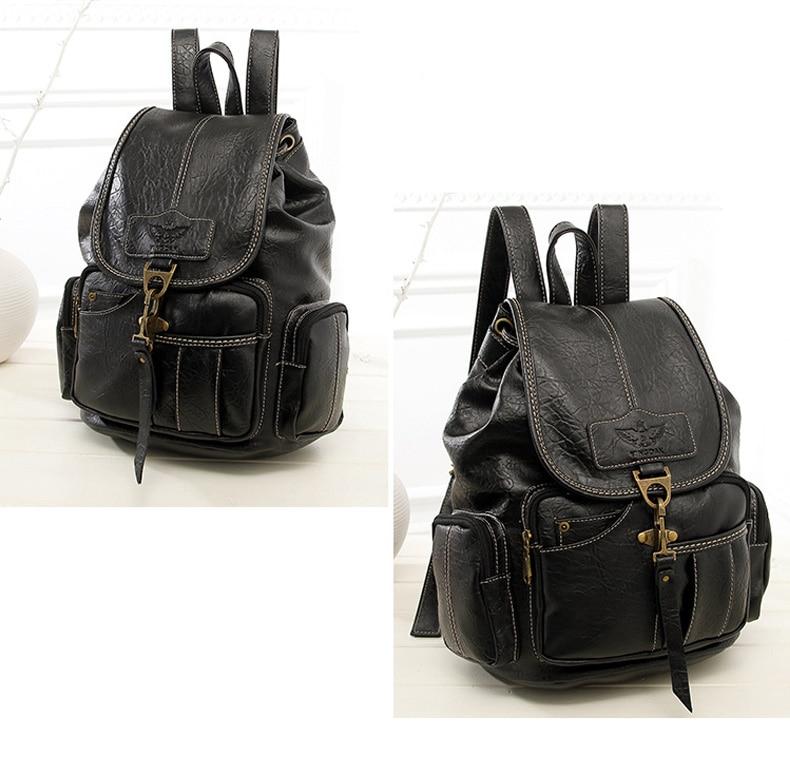 Vintage Faux Leather Drawstring Backpack - More than a backpack