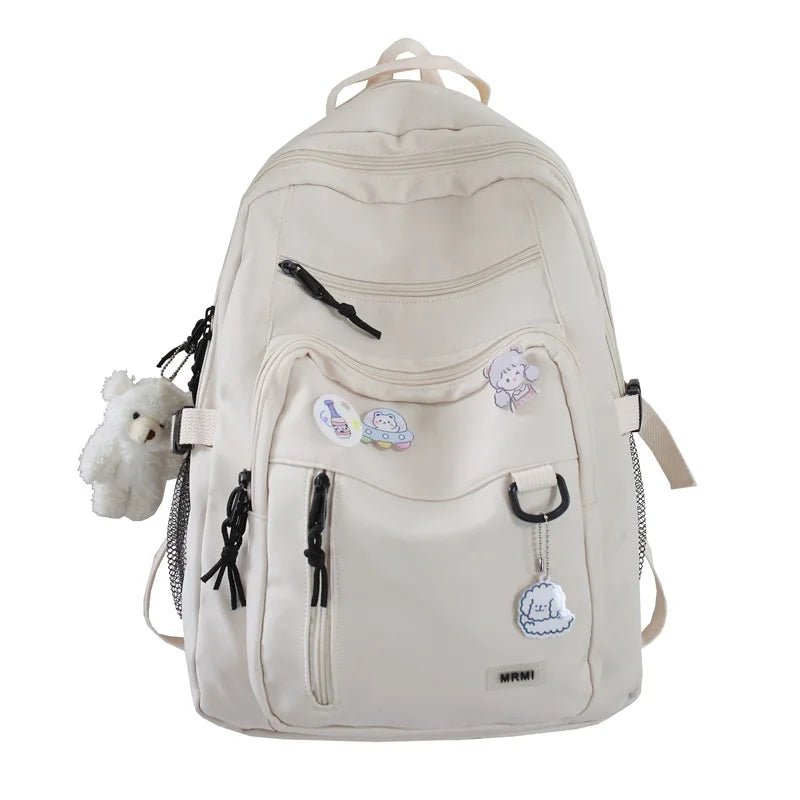 Chic Badge School Backpack with Bear Keyring - More than a backpack