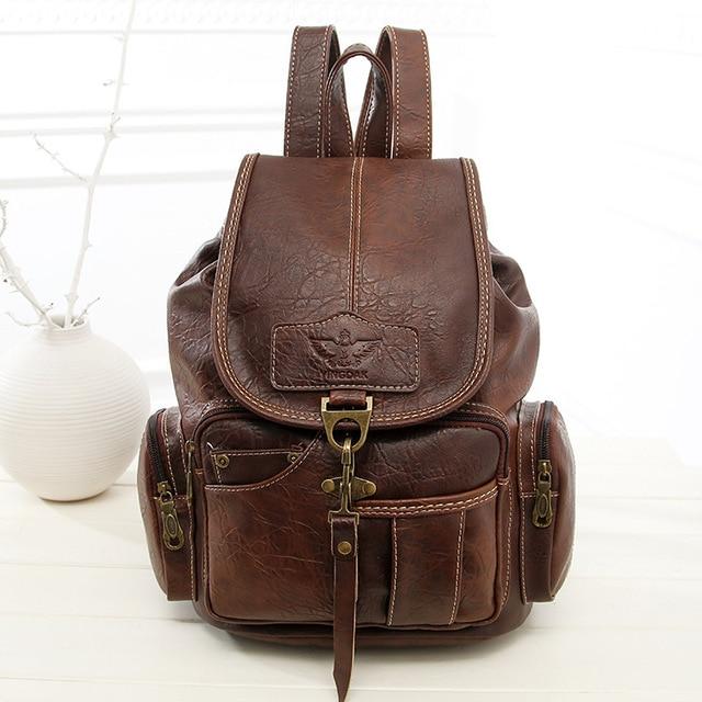 Faux top leather backpack